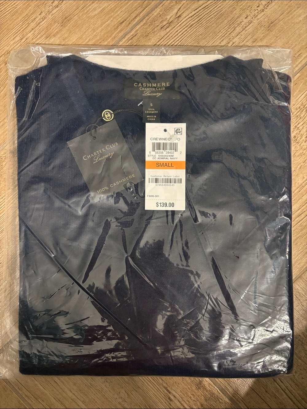 Charter Club Women's Cashmere Crewneck Sweater - Navy